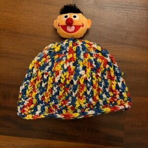 Sesame Street Ernie Character Beanie Hat Kids Fun Colorful Knit Winter